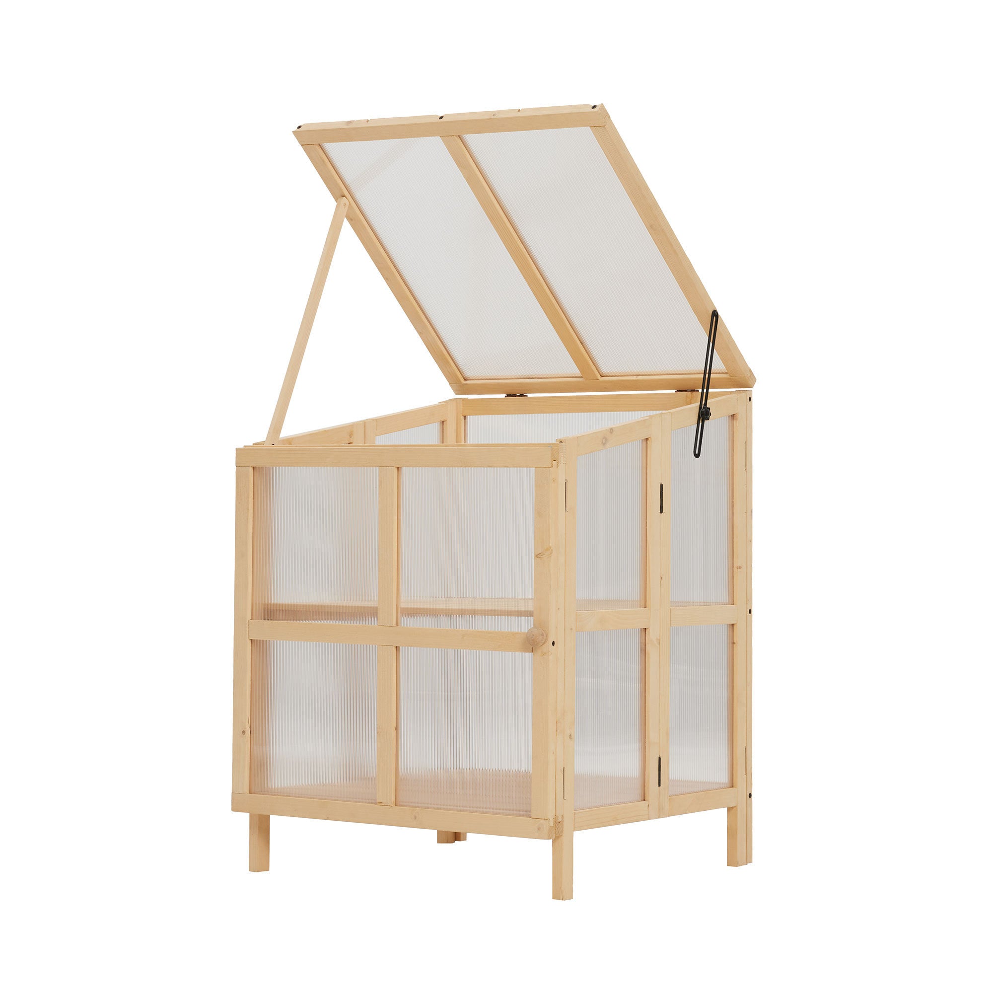 2 Tier Foldable Cold Frame Greenhouse, Portable Wooden Greenhouse Garden Cold Frame Raised Planter Box with Shelves