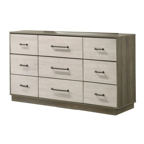 Gem Modern Style 9- Drawer Dresser Made with Wood in Beige & Brown