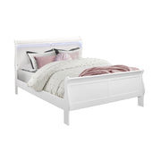 Charlston White Queen Bedroom Set with Sleigh Style Bed and Led Lighting