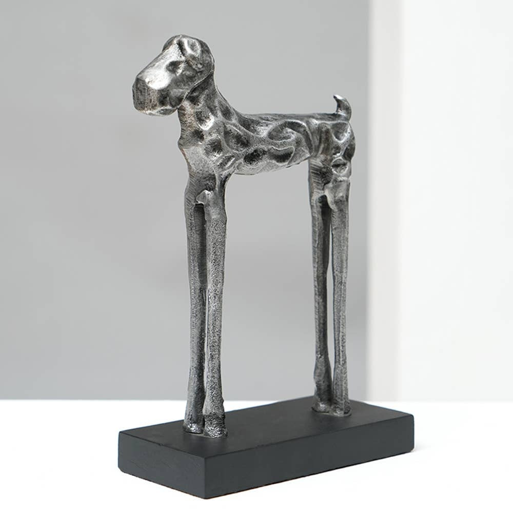 Tall Dog Figurine – Modern Aluminum Sculpture-5X2.4X8'