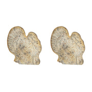 Set of 2, 7.7x3x7.3'H Resin Turkey with Pumpkin Rustic Finish, for Harvest Festival Fall Festival & Thanksgiving Table Decorations