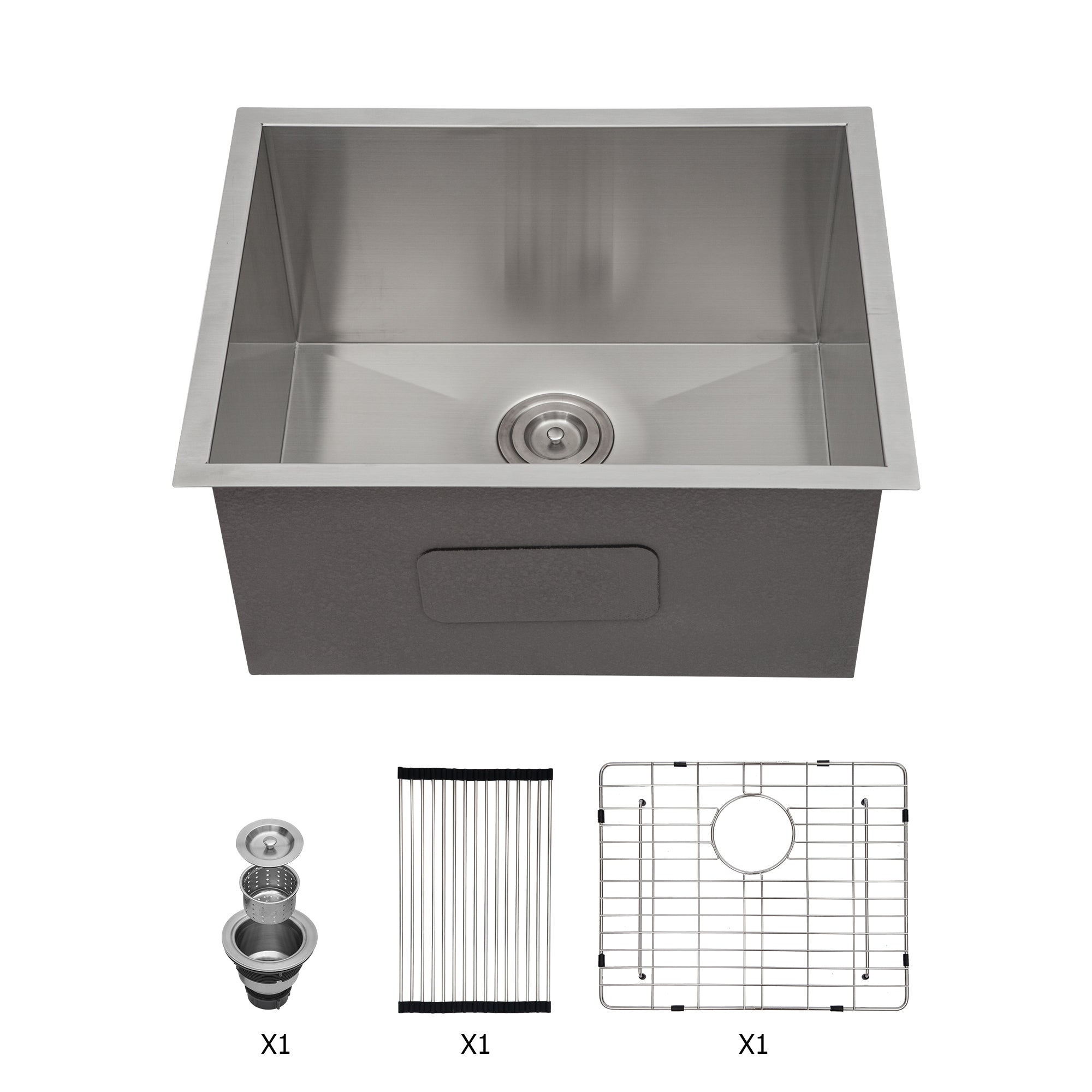 Premium Undermount Laundry Utility Sink 23 Inch - Deep Single Bowl 16 Gauge Stainless Steel in Brushed Nickel