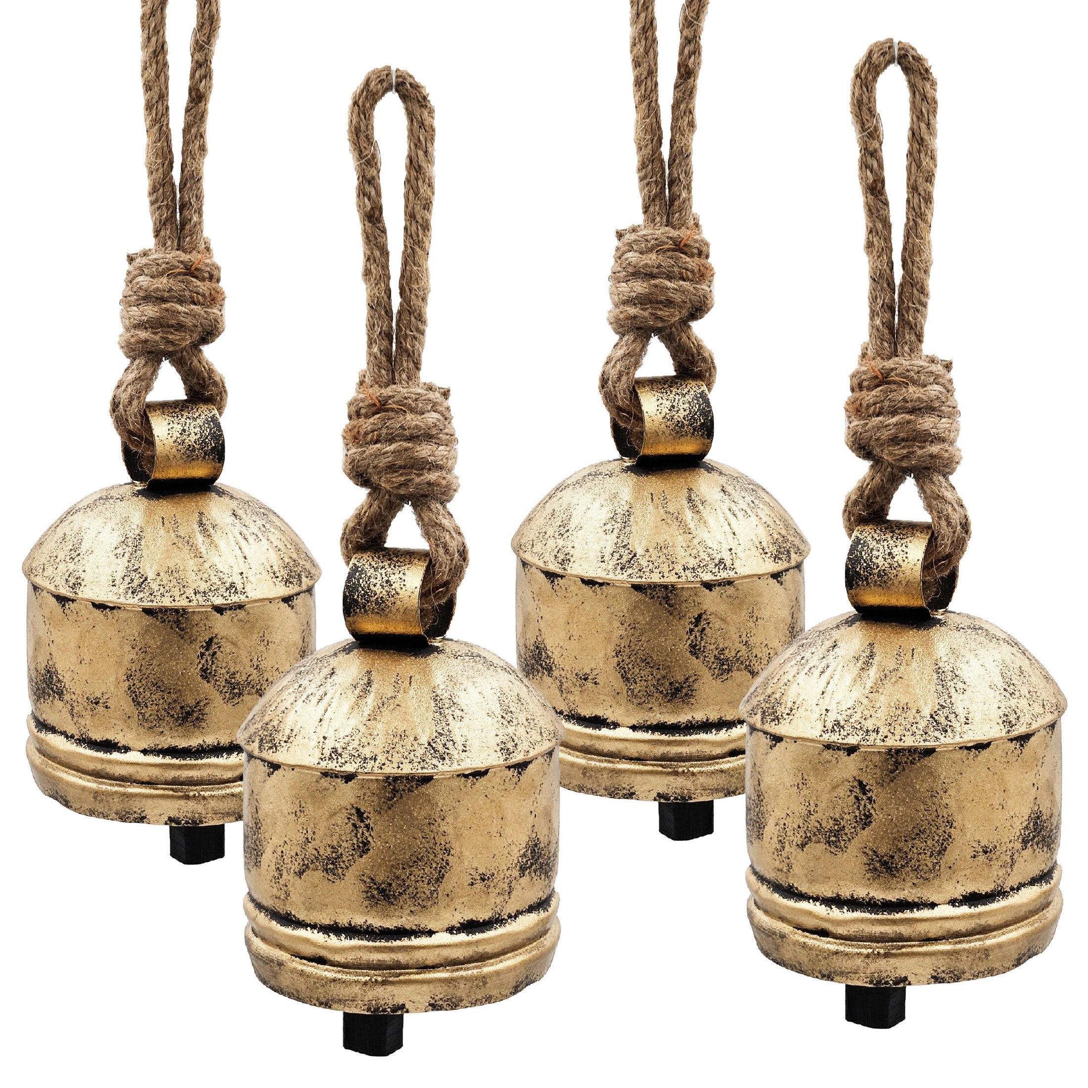D4.5x6.1' Iron Hanging Bell, Decorative Hanging Ornaments for Holiday Party Decorations, Set of 4