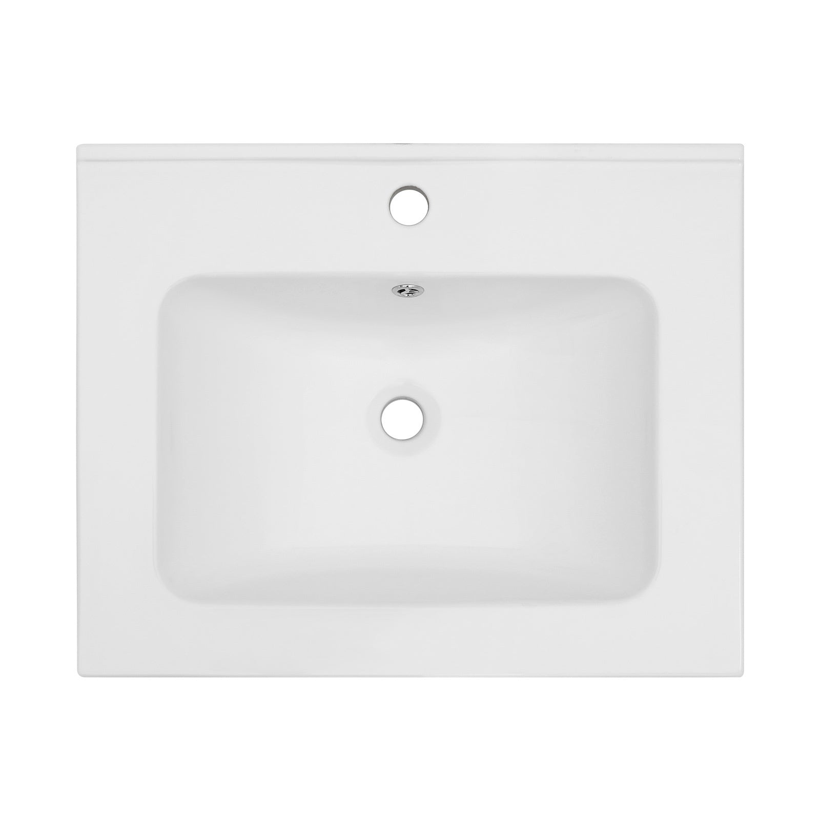 24 x 19.7 Inches Premium Ceramic Rectangular Single Vanity Top with Overflow, White