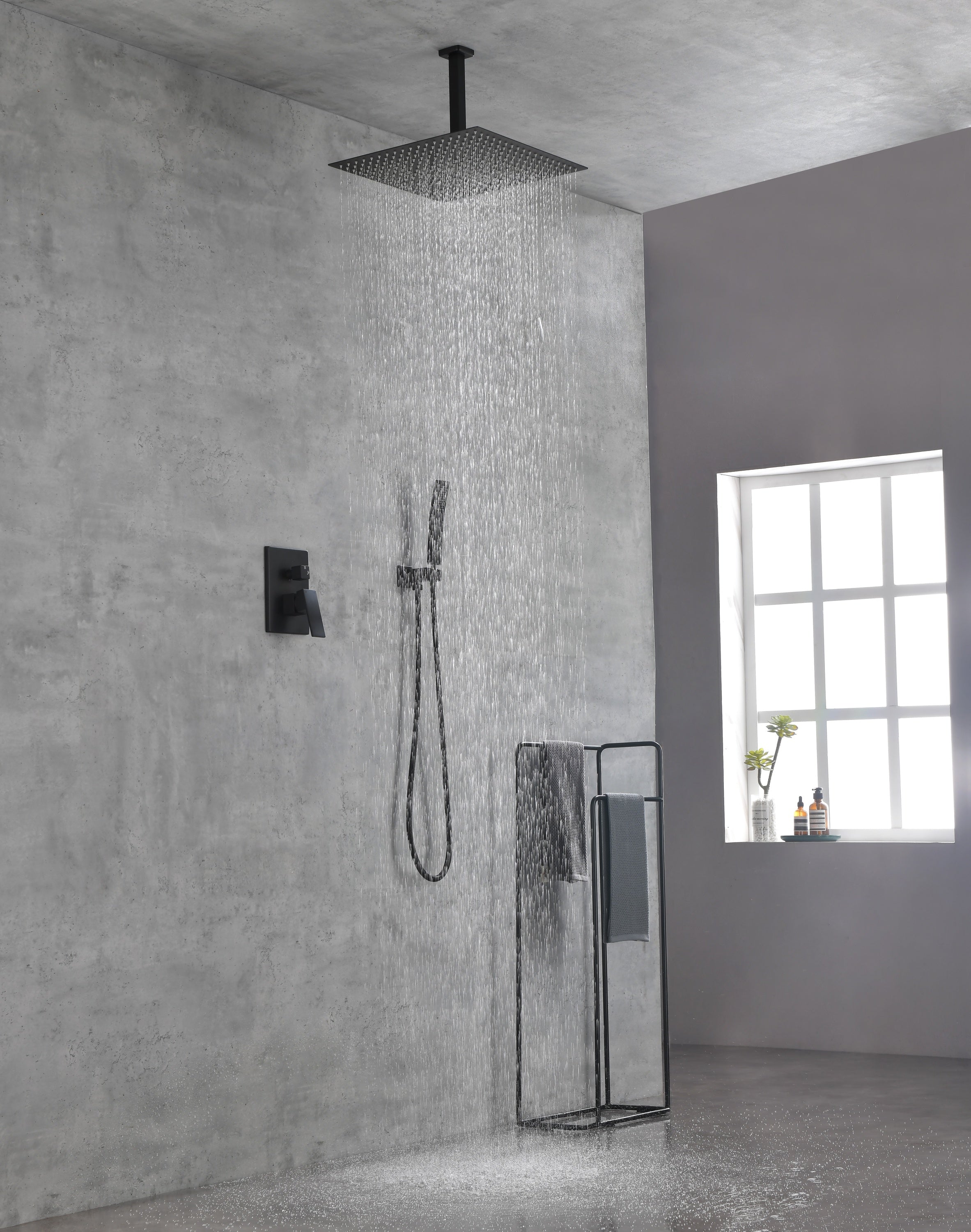 Ceiling Mounted Shower System Combo Set with Handheld and 16'Shower head