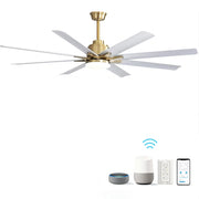 66 Inch Modern Ceiling Fan With Dimmable Led Light 8 ABS Blades Remote Control Reversible DC Motor For Home Office