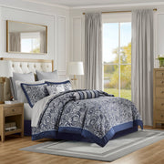 12 Piece Comforter Set with Cotton Bed Sheets Navy King