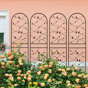 4 Pack Metal Garden Trellis 71' x 19.7' Rustproof Trellis for Climbing Plants Outdoor Flower Support Bird Deco Black