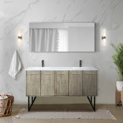 Rustic Acacia Double Bath Vanity 60 in. W x 20 in. D, Cultured Marble Top and Gun Metal Faucet Set