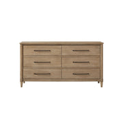 Casual Style 6 Drawer Dresser with Ample Storage in Sand Finish Solid Wood MDF