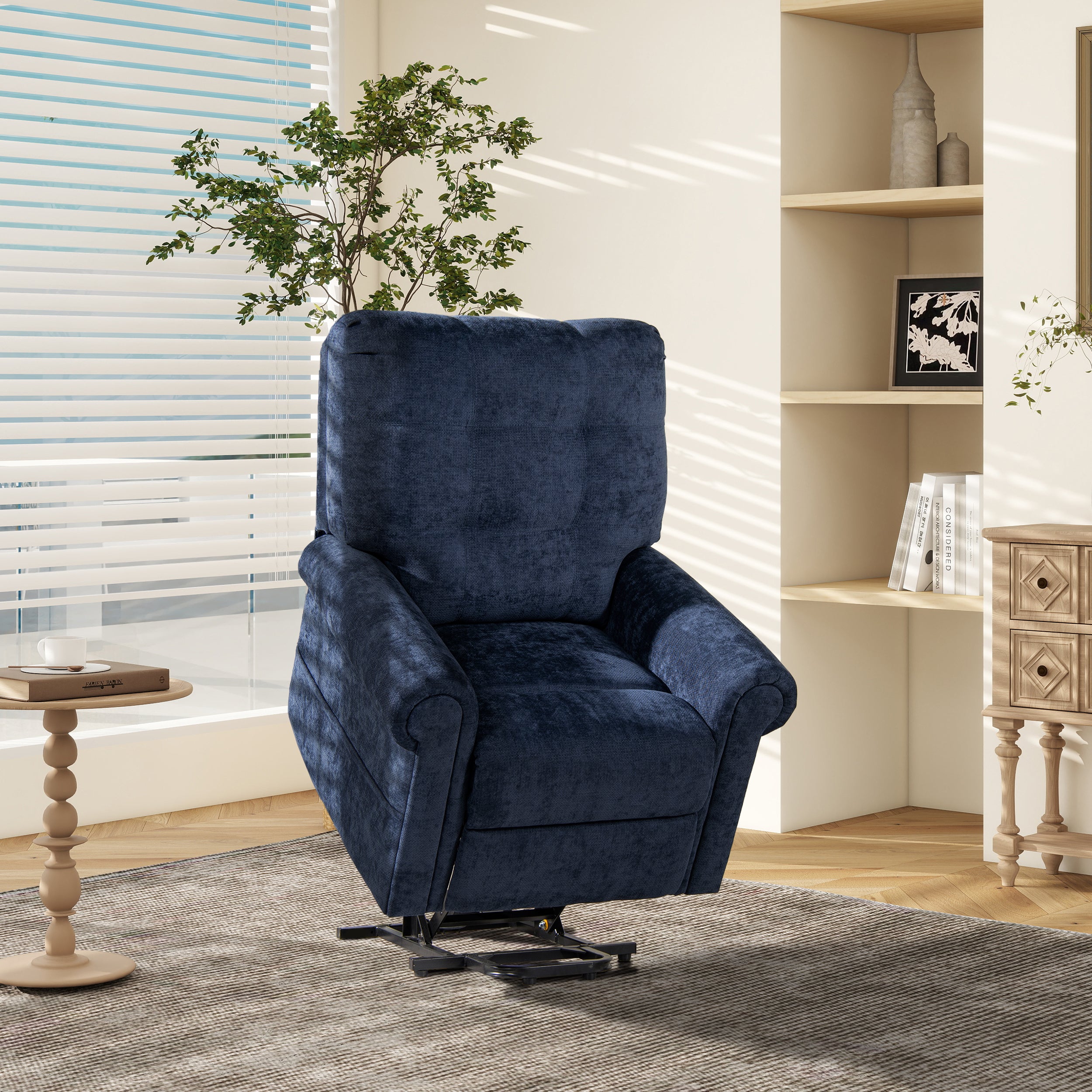 Irwin 36' Power Lift Assistance Recliner Chair, Dusk Navy Blue Chenille