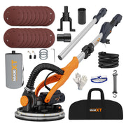 Drywall Sander with Vacuum Dust Collection, 6 Variable Speed Foldable Telescopic Electric Wall Sander, Popcorn Ceiling Removal Tool, 1900RPM Power Sander Tool, LED Light, 18Pcs Sanding Discs