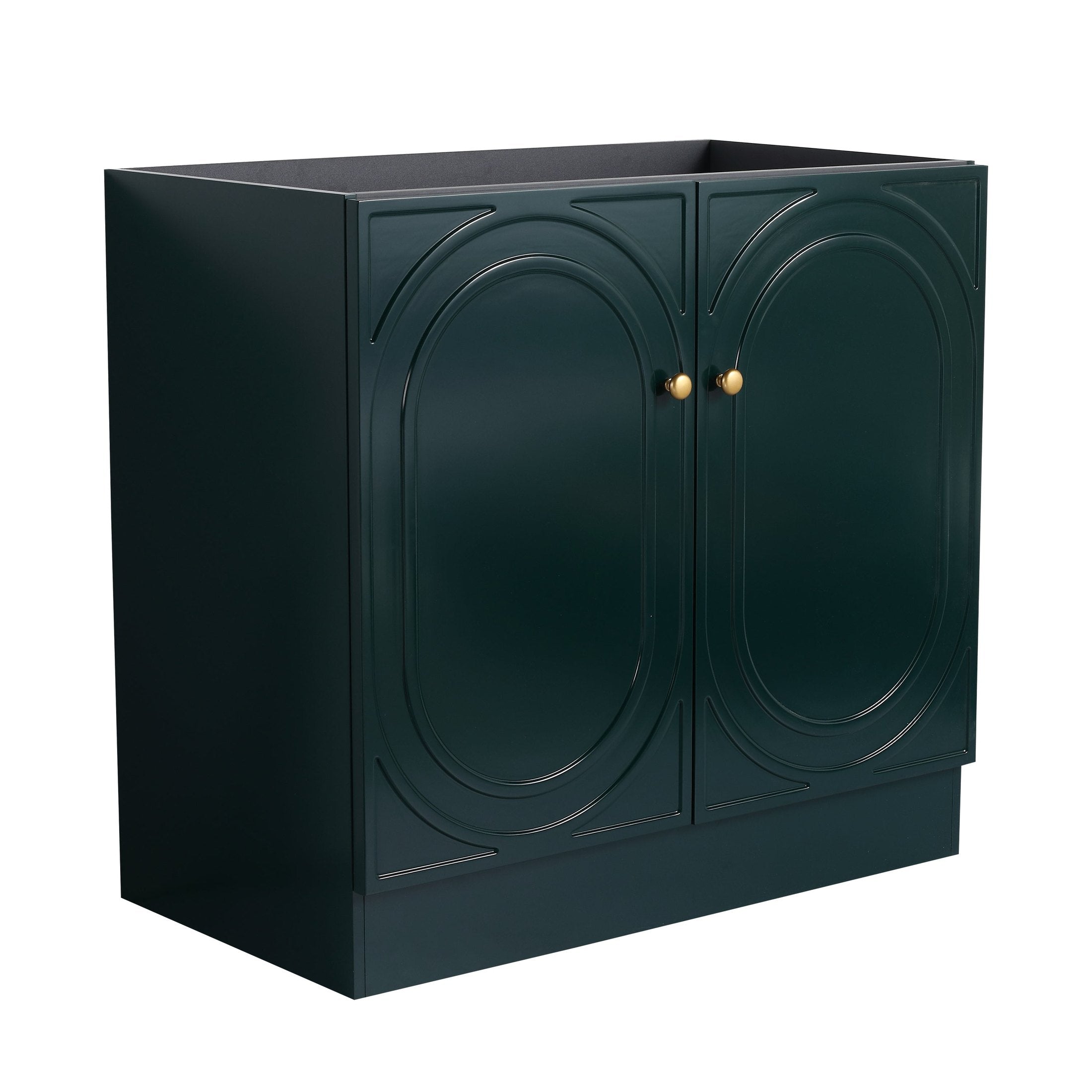Modern 36 Inch Freestanding Bathroom Vanity with 2 Soft-Close Cabinet Doors in Dark Green Plywood -Excluding Sink