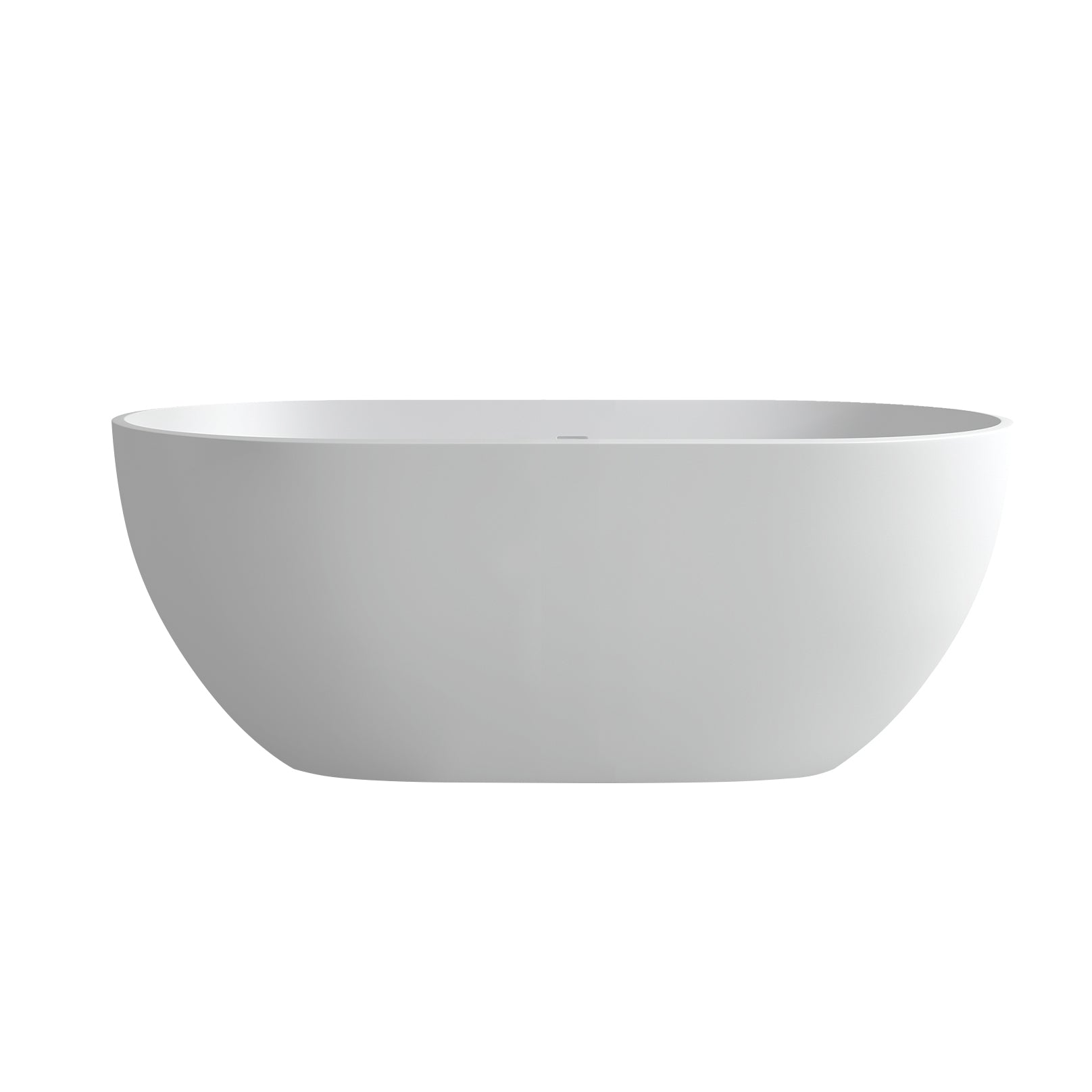 59 Inch Solid Surface Soaking Bathtub - Deep Soak Freestanding Tub