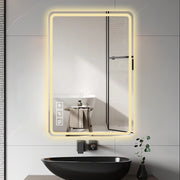24X40 Inch LED Bathroom Mirror Vanity Mirrors with Front Lights Wall Mounted Anti-Fog Frameless Make Up Mirror with Light 5 mm Copper-Free Silver Mirror Horizontal or Vertical