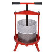 Stainless Steel Fruit and Wine Press with T-Shaped Hand Shank, Red, 3.69 Gallon/14L
