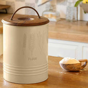 Grain Storage Barrel with Wooden Lid - Durable & Stylish Kitchen Canister-8.6X8.6X11'