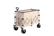 Beach Wagon,Collapsible Wagon 220lbs with Big Wheels Foldable Wagon Carts, Heavy Duty 300L Folding Utility Garden Cart with Big All-Terrain Beach Wheels & Drink Holders. Beige
