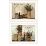 'Blessed Gathering' 2-Piece Vignette By Susan Boyer, Ready to Hang Framed Print, White Frame