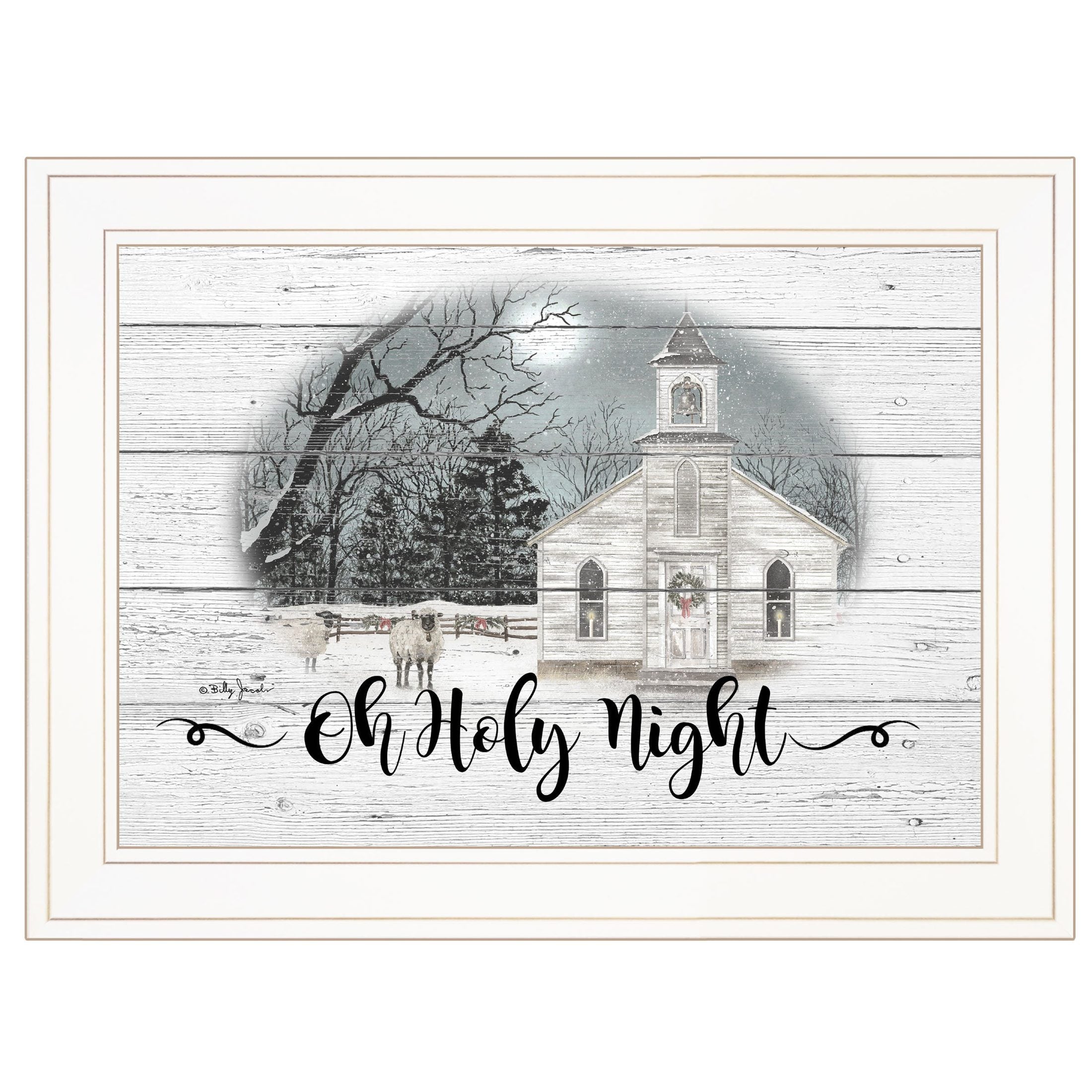 'OH HOLY Night' By' By Billy Jacobs, Ready to Hang Framed Print, White Frame