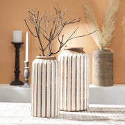 Wooden Decorative Handcrafted  Accent Wood Vase For Living Room- 6x12'