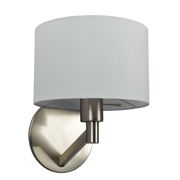 Nebula Brushed Nickel Base Wall Lamp with Rotary Switch White Fabric Shade