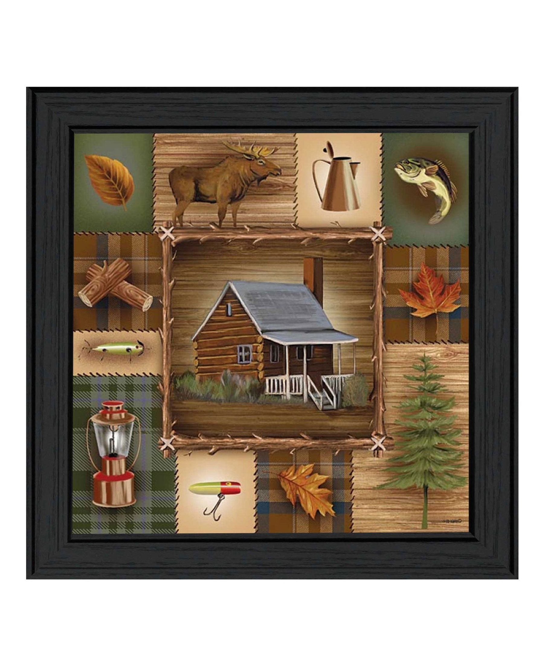 'At the Cabin' by Artisan Ed Wargo, Ready to Hang Framed Print, Black Frame