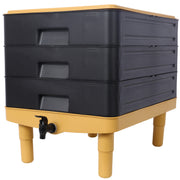 Durable 3-Tray Worm Farm Kit for Efficient Vermicomposting - Yellow & Black Plastic, 65L Capacity