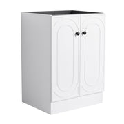 Modern 24' Freestanding Bathroom Vanity with Soft-Close Cabinet Doors in White Plywood, Excluding Sink