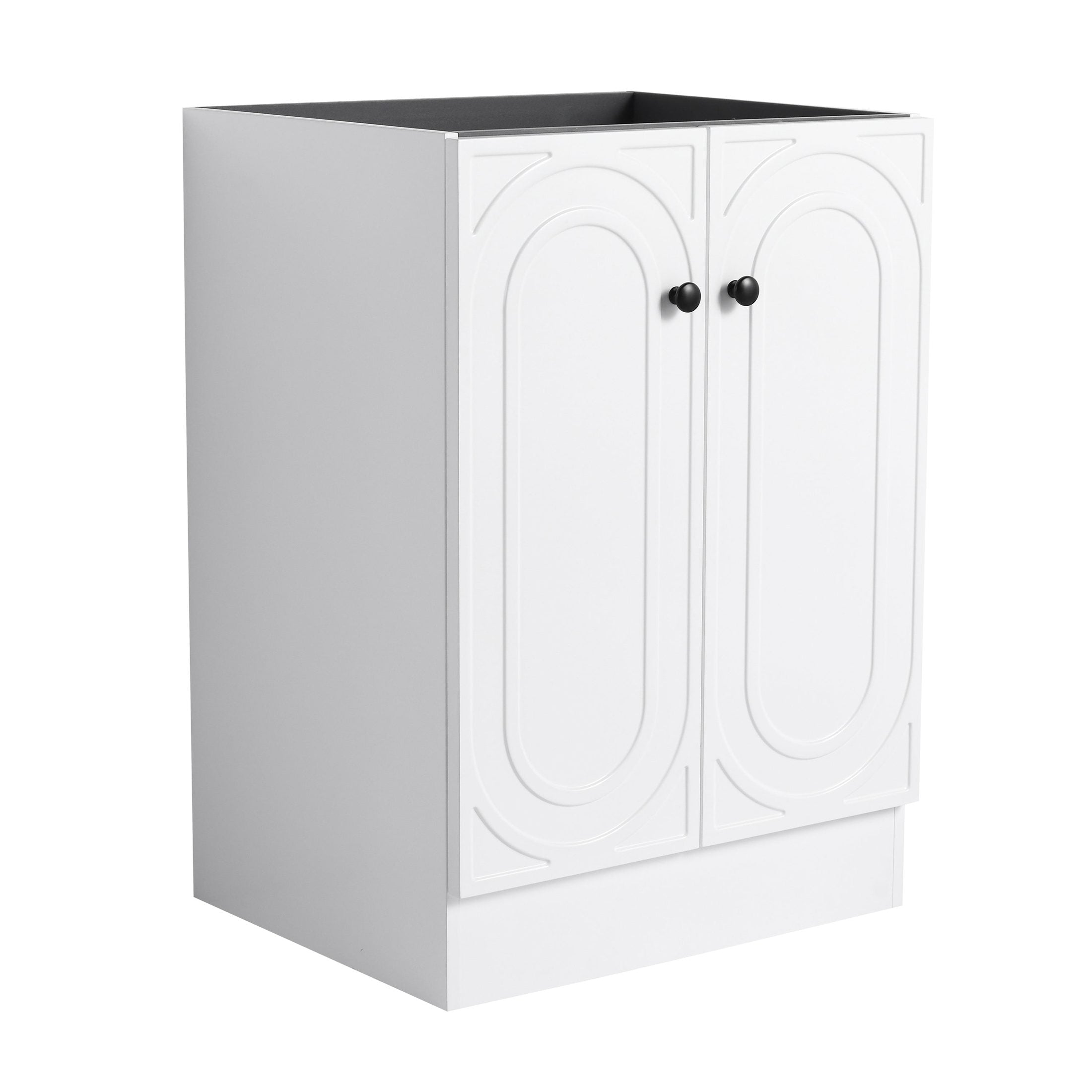 Modern 24' Freestanding Bathroom Vanity with Soft-Close Cabinet Doors in White Plywood, Excluding Sink