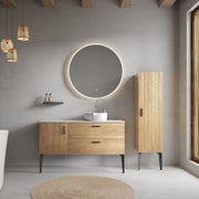 Emilia 48' Striped Natural Oak Bathroom Vanity with Sink, Freestanding Bathroom Cabinet for Modern Bathroom, KD