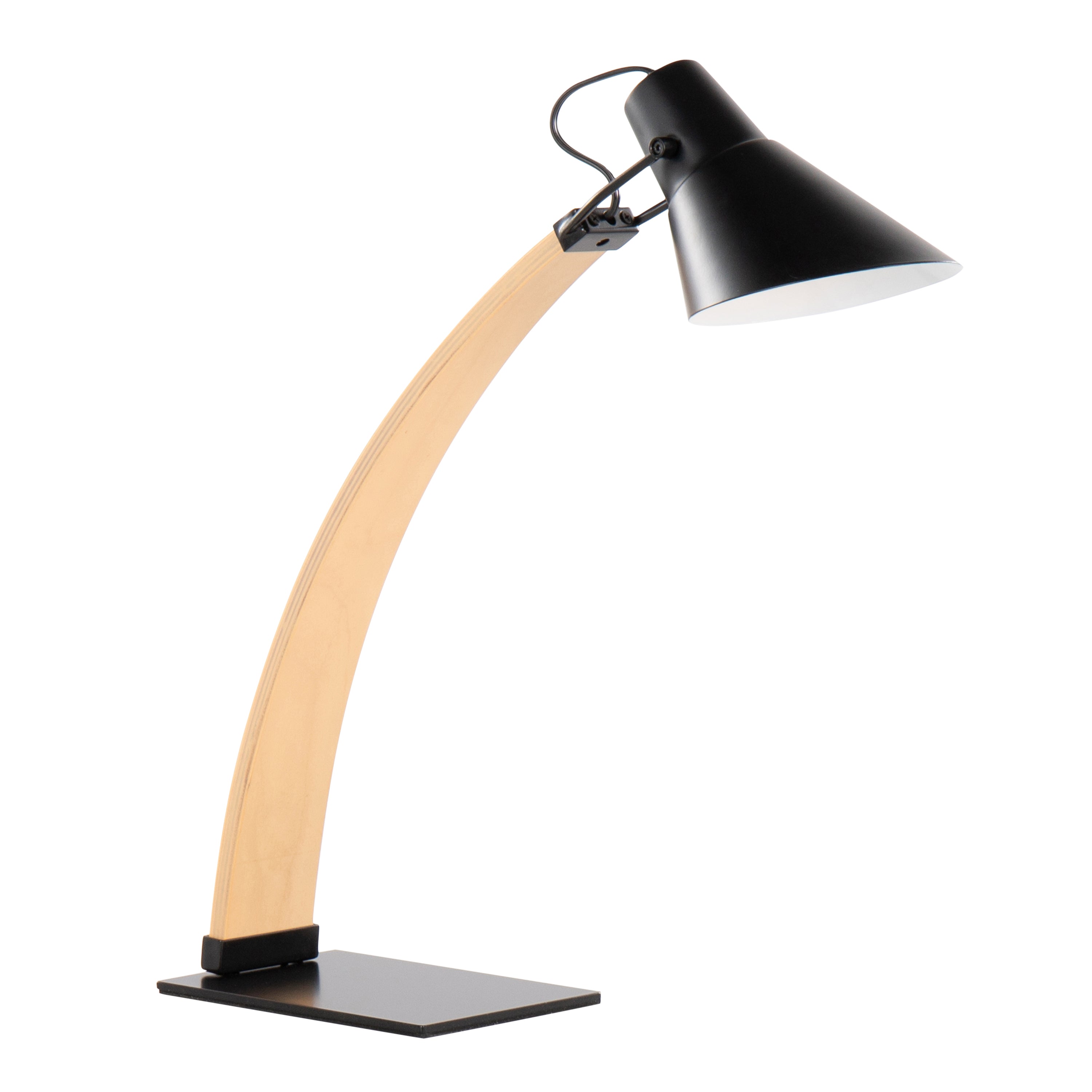 Noah Contemporary Table Lamp in Natural Wood and Black Metal by LumiSource