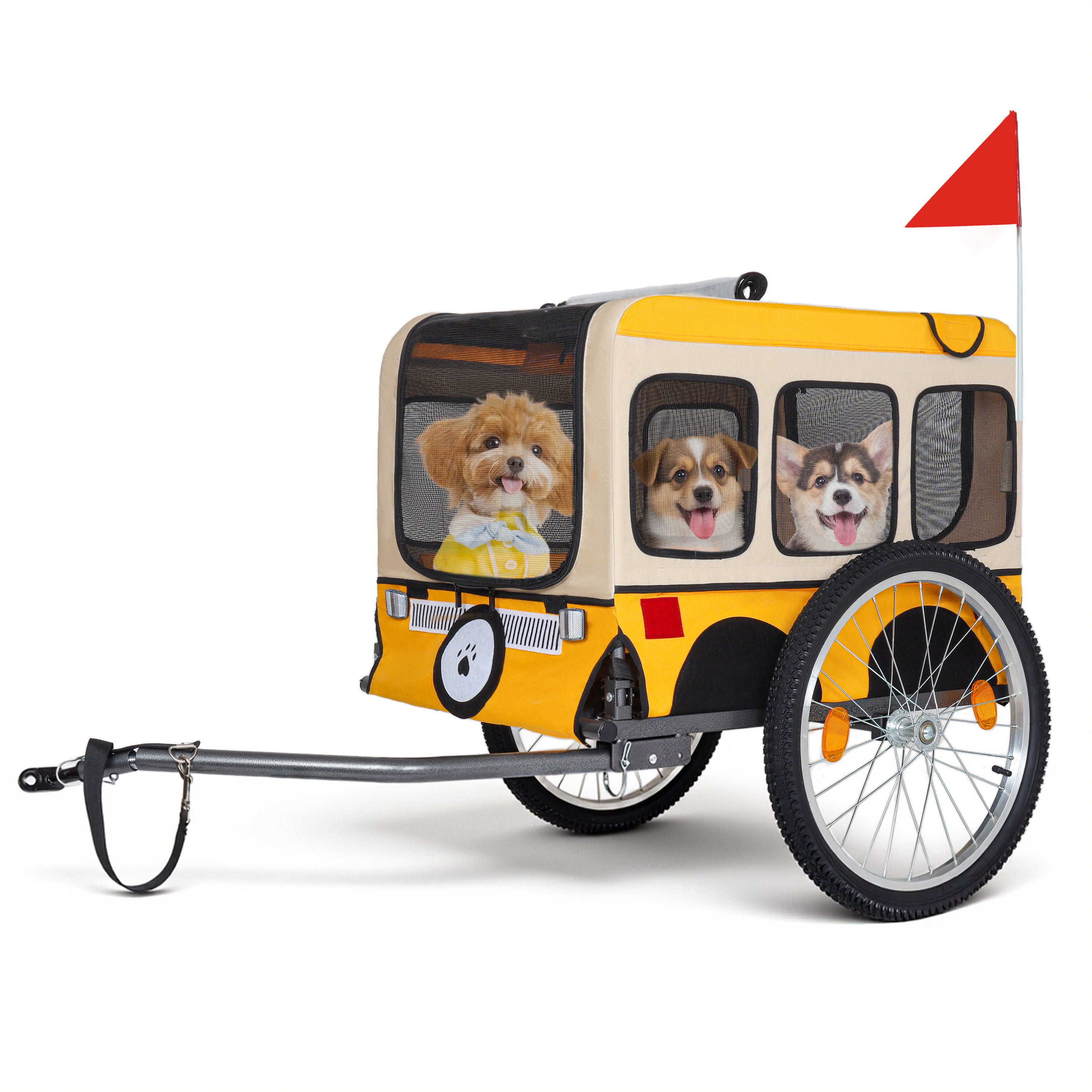 Large Folding Bike Trailer for Dogs – Heavy-Duty Steel Frame, Spacious Design with 20-Inch Wheels for All-Terrain Cycling, Jogging & Camping Adventure extra fat width 20-1/8in wheel