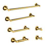 6 Piece Brass Bathroom Towel Rack Set Wall Mount