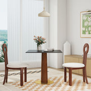 Modern Square Dining Table, 33.5' Sintered Stone Table with Wooden Leg & Gold Base, 2 - Person Kitchen Table for Small Space, 150lbs Weight Capacity(Only the Negotiation Table)