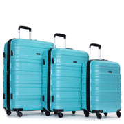 Expandable 3 Piece Luggage Sets PC Lightweight & Durable Suitcase with Spinner Wheels and TSA Lock, Aqua Blue