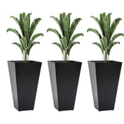 Outsunny Modern Tall Planters Set of 3 with Self-Drainage Black Polypropylene 28 Inches