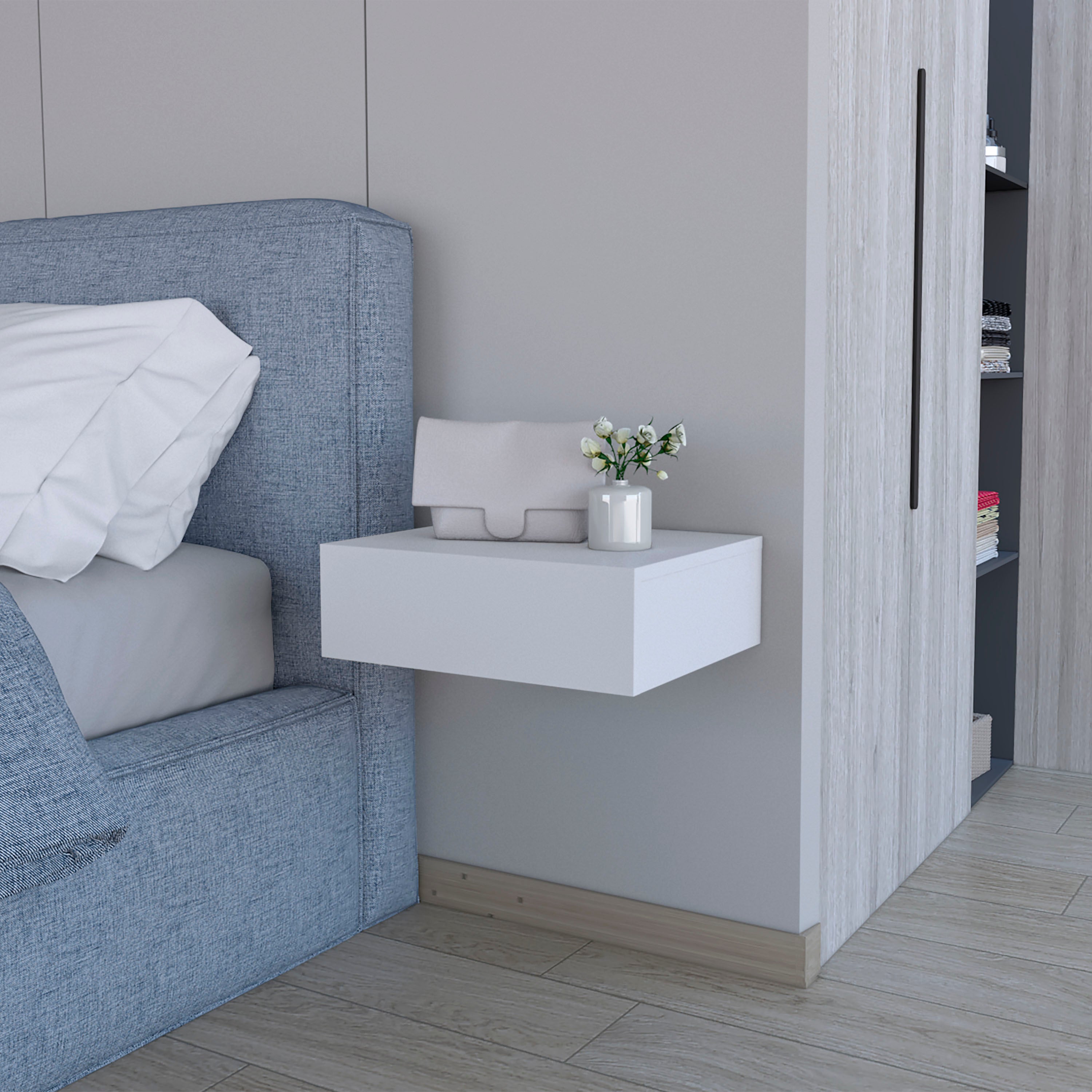 Vienna Floating Nightstand, Sleek Wall-Mounted Design with Spacious Drawer Storage