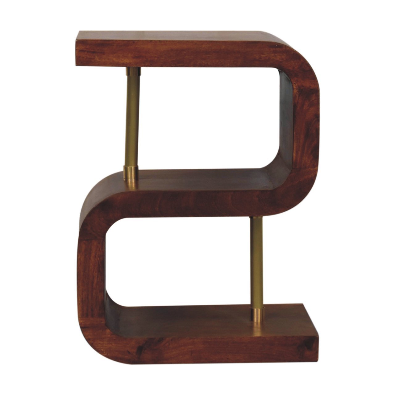 Solid Wood S-curve Brass Bedside