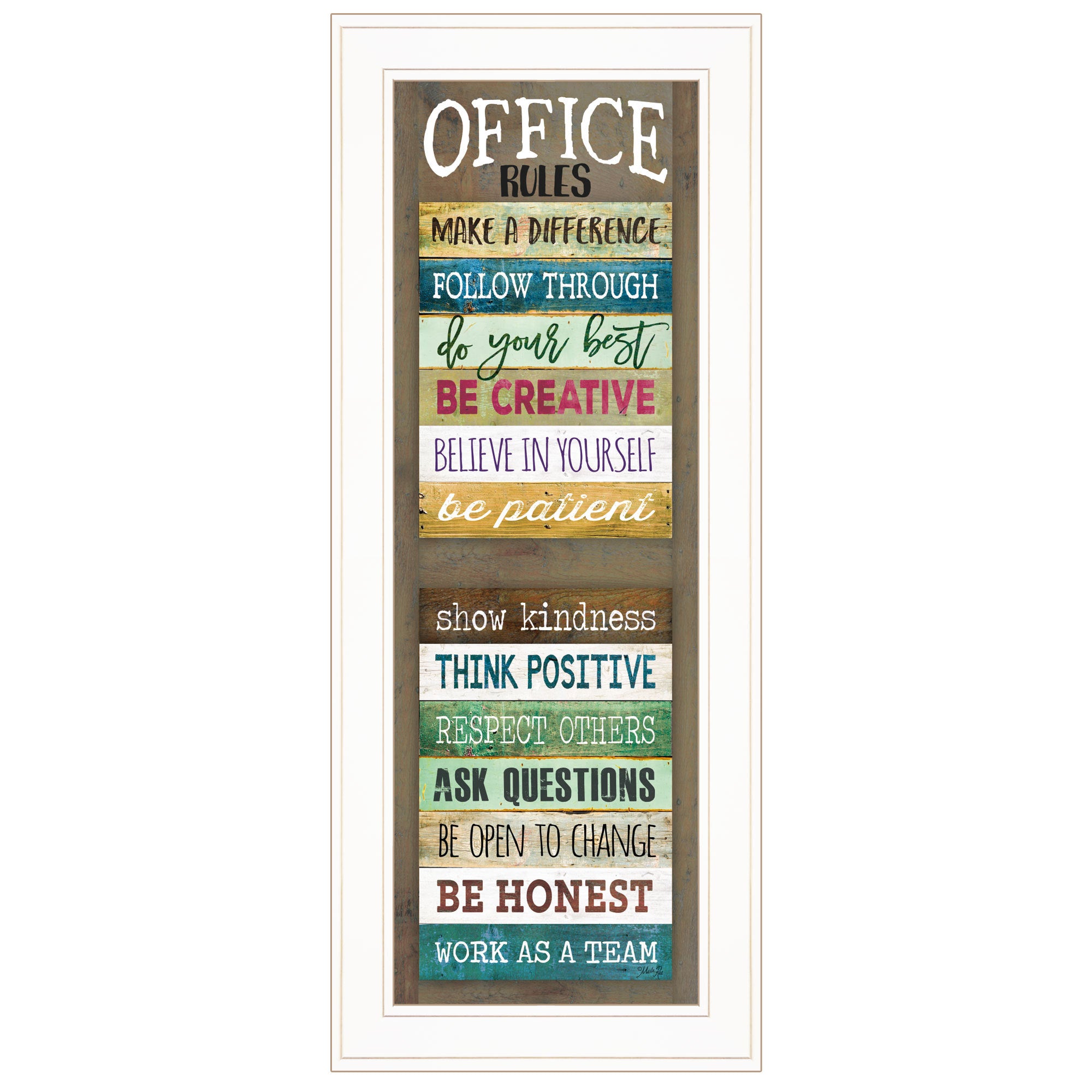 'Office Rules' By Marla Rae, Ready to Hang Framed Print, White Frame