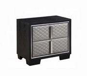 Silver and Black 2-Drawer Nightstand