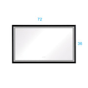 72in. W x 36in. H Oversized Rectangular Black Framed LED Mirror Anti-Fog Dimmable Wall Mount Bathroom Vanity Mirror  HD Wall Mirror Kit For Gym And Dance Studio 36X 72Inches With Safety Ba