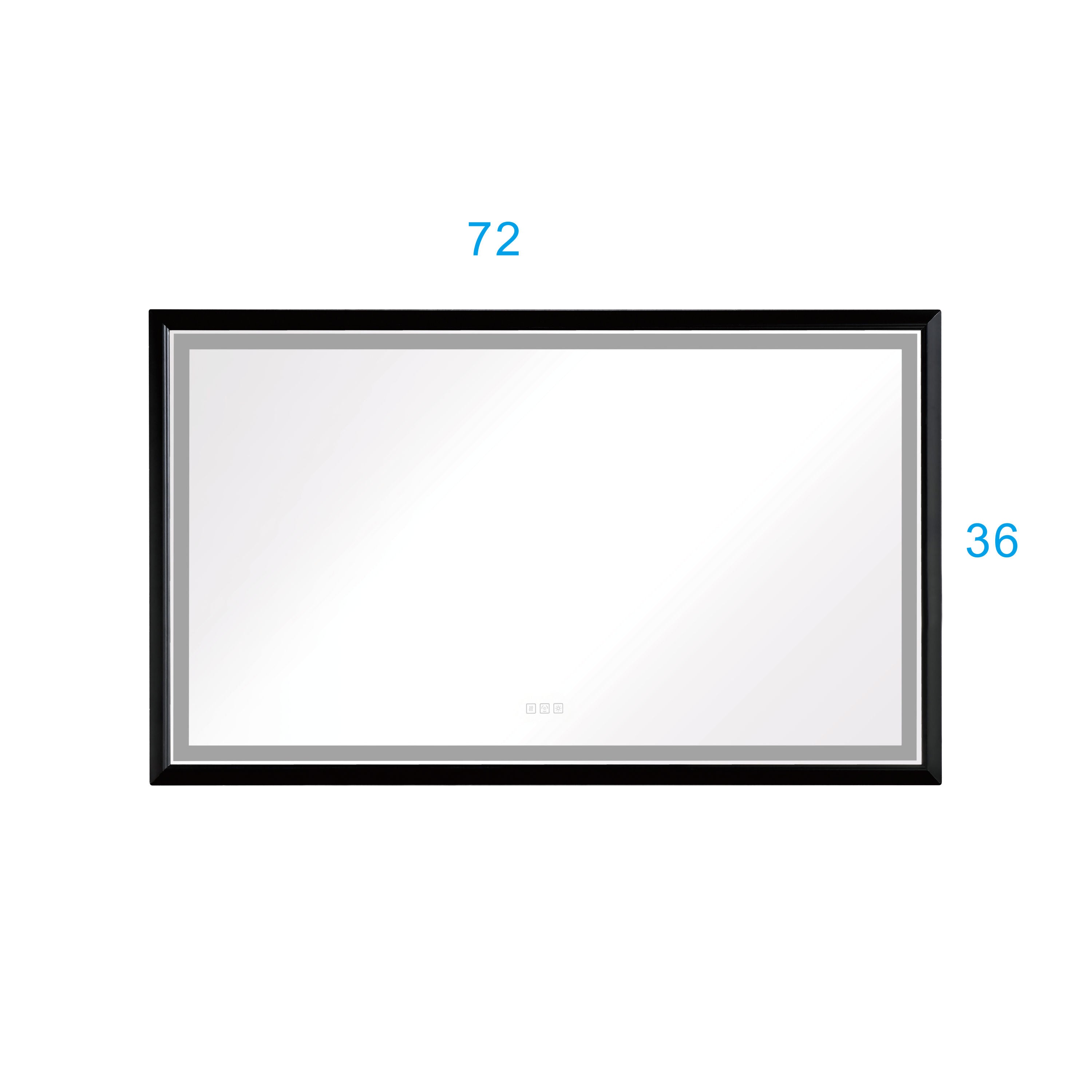 72in. W x 36in. H Oversized Rectangular Black Framed LED Mirror Anti-Fog Dimmable Wall Mount Bathroom Vanity Mirror  HD Wall Mirror Kit For Gym And Dance Studio 36X 72Inches With Safety Ba