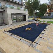 Swimming Pool Safety Cover, Fits 16x32ft Rectangular underground and Inground Swimming Pools, Triple Stitched High Strength Mesh PP Abrasion Resistant  Installation Hardware Included,Blue Mesh