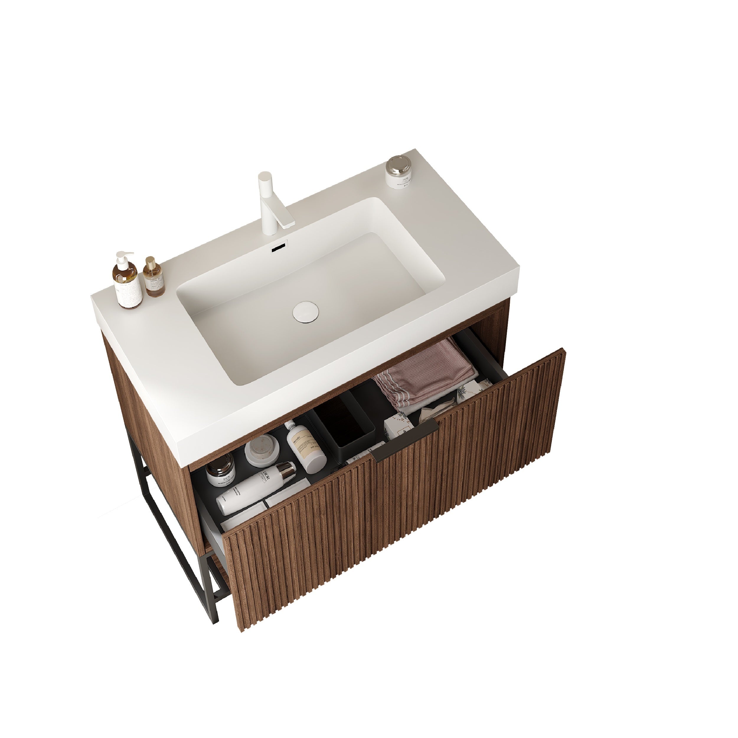 YOLAN 36' Freestanding Plywood Cabinet without basin, Retro Walnut