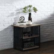 Rustic Industrial Black and Antique Oak Finish Open Shelves Nightstand 1pc Metal Frame Durable Bedroom Furniture