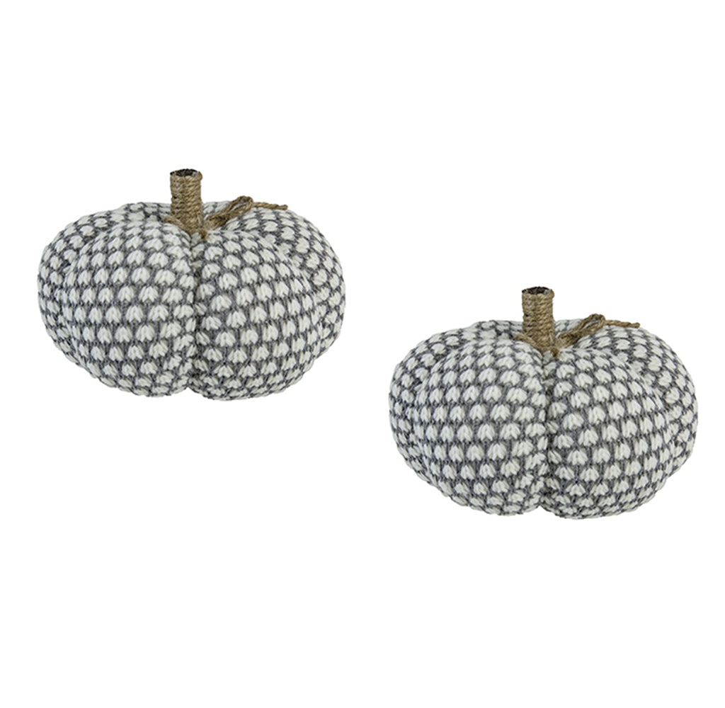 Set of 2, 8x8x6.3'H Knite Pumpkin, Pumpkin Ornament Decor for Holiday Harvest Festival Fall Festival & Thanksgiving