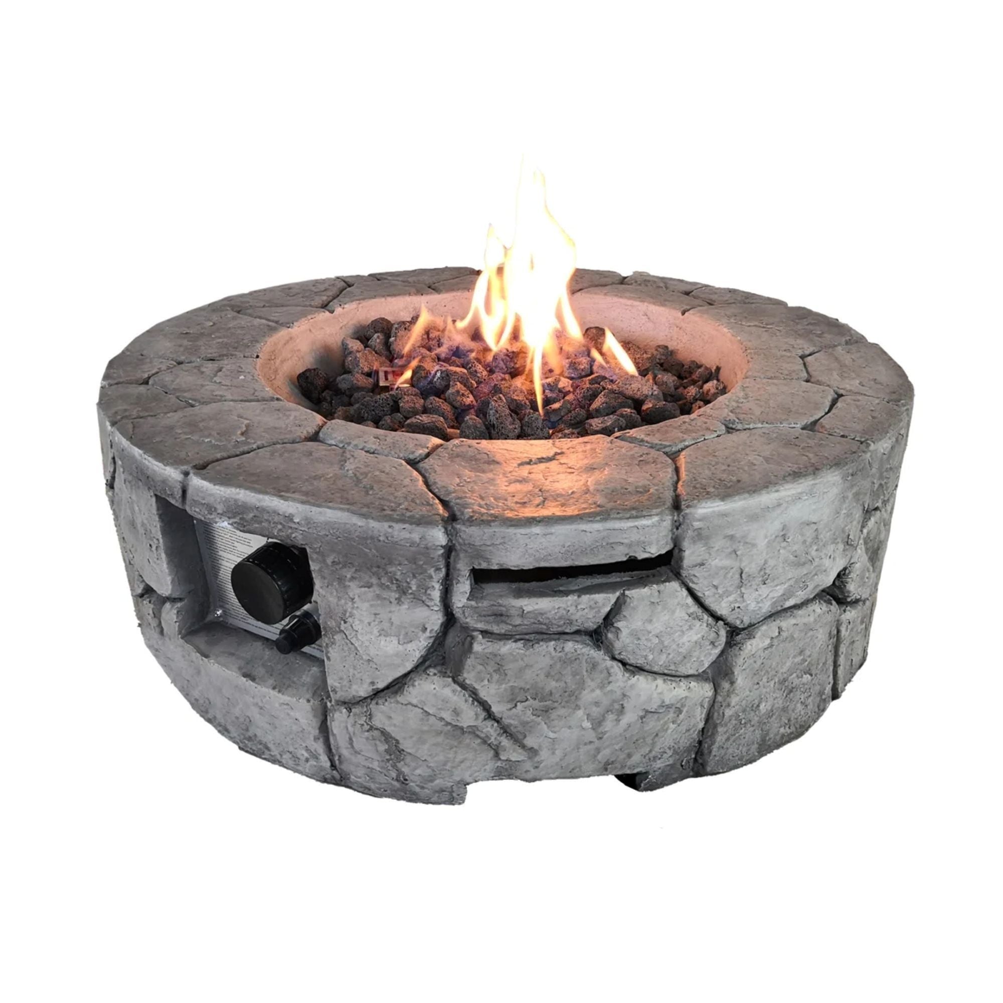 Outdoor Fire Pit 9-Inch Height x 28-Inch Width Stone Gray Fiber Reinforced Concrete