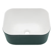 Elegant Ceramic Square Vessel Bathroom Sink with Green and White Finish, 16x12 Inch