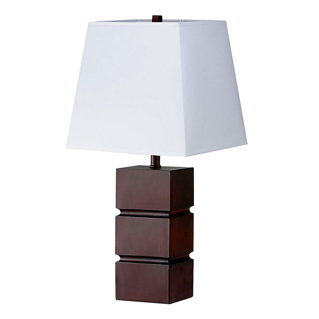 27.5' Tall Polyresin Table Lamp with Dark Cherry finish, White Fabric Shade